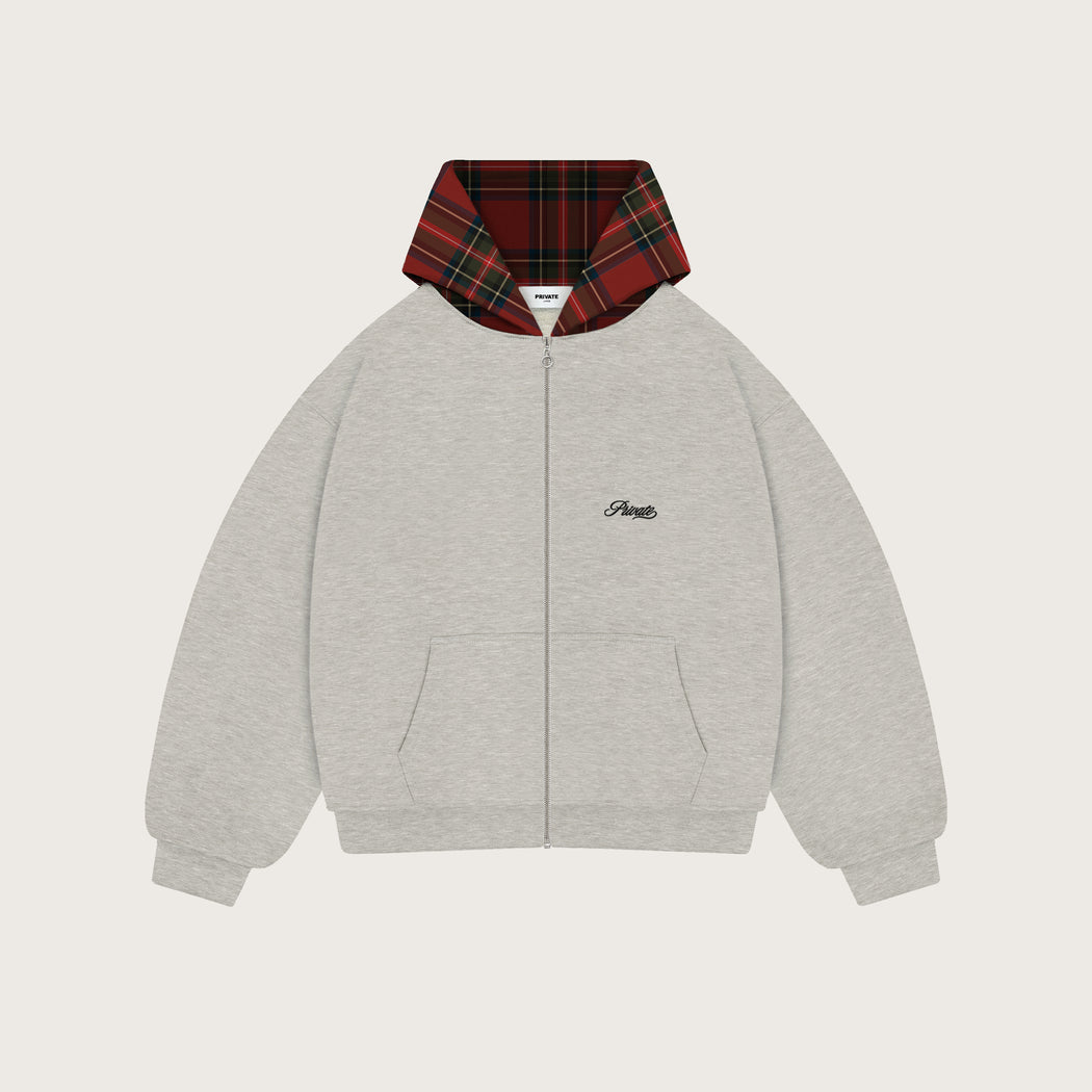TARTAN HOOD ZIPPER